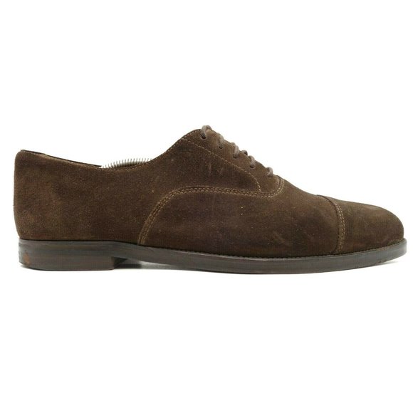 Polo Ralph Lauren Italy Brown Suede Lace Up Cap Toe Oxfords Shoes Men's 11 D